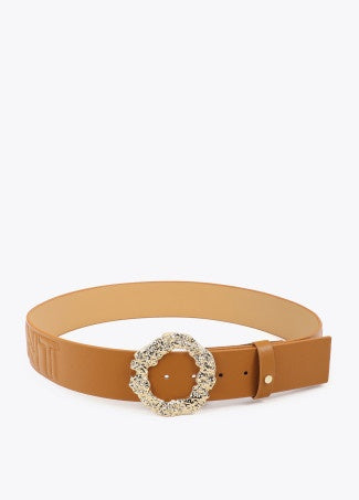 Reversible textured belt with animal buckle