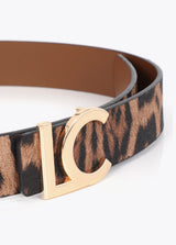 Reversible animal print belt and LC buckle