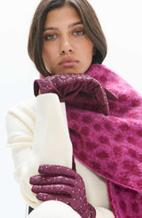Padded leather-effect gloves with mini studs