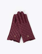 Padded leather-effect gloves with mini studs