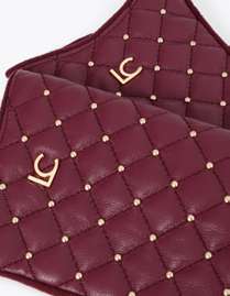 Padded leather-effect gloves with mini studs