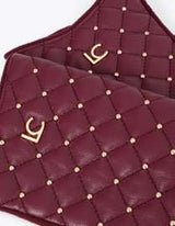 Padded leather-effect gloves with mini studs