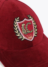 Velvet cap with LC patch detail