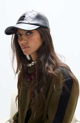Stitched cap with mini studded detail