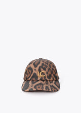 Combined cap in animal print and eco-leather print