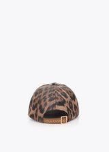 Combined cap in animal print and eco-leather print