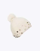 Knitted hat with pearls and crystals