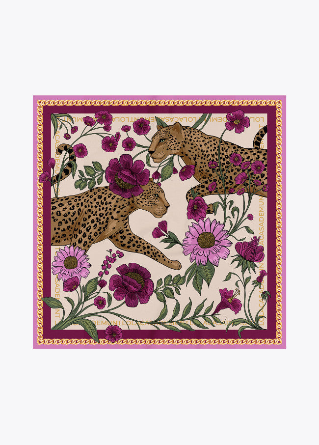 Tigers and flowers scarf 55x55cm