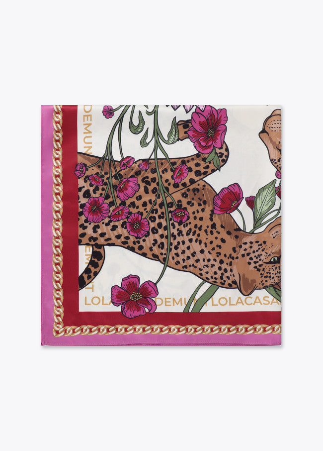 Tigers and flowers scarf 55x55cm