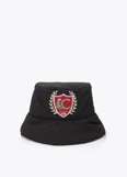 Padded bucket hat in nylon with patches