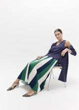 Tricolor pleated midi skirt