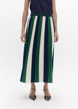 Tricolor pleated midi skirt