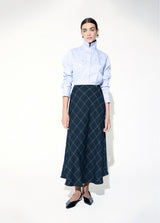 Long midi skirt with bias plaid