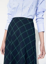 Long midi skirt with bias plaid