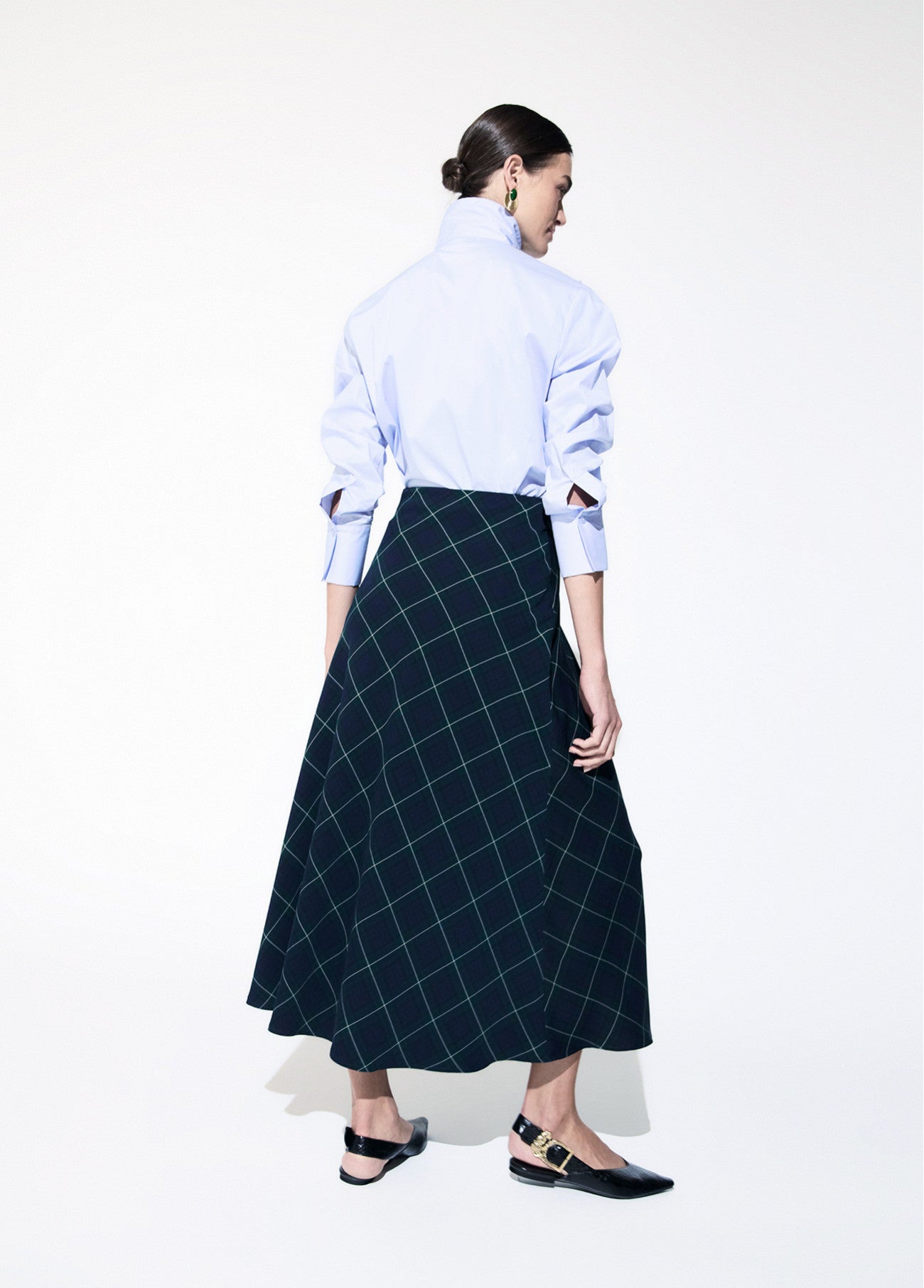 Long midi skirt with bias plaid