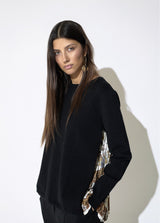 Leopard pleated back sweater