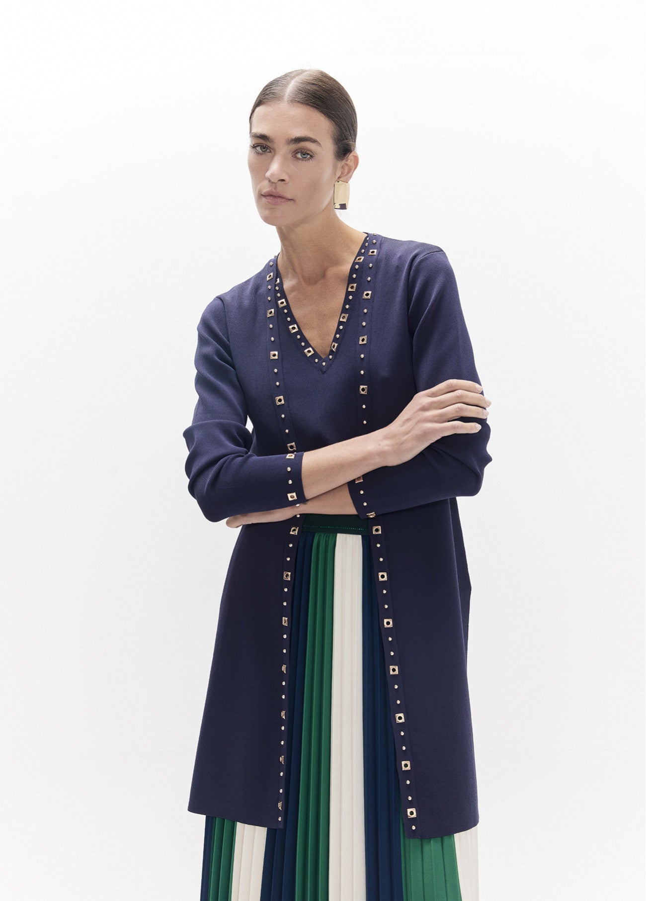 Long studded cardigan