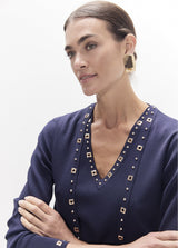 Long studded cardigan