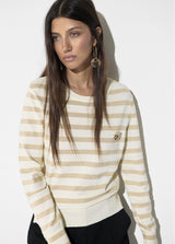 Lurex striped sweater and pin