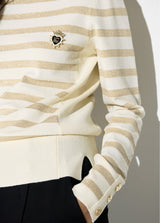 Lurex striped sweater and pin