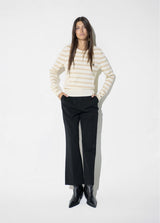 Lurex striped sweater and pin