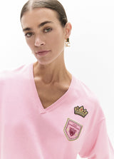 V-neck sweater with patches