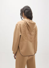 Open sweatshirt with faux leather pocket on the front and maxi patch on the back