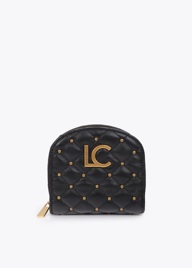 Padded faux leather coin purse with mini studs