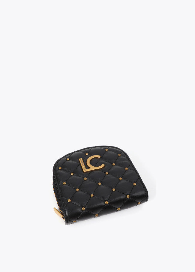 Padded faux leather coin purse with mini studs