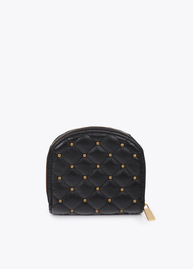 Padded faux leather coin purse with mini studs