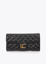 Padded leather-effect wallet with mini studs