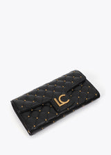 Padded leather-effect wallet with mini studs