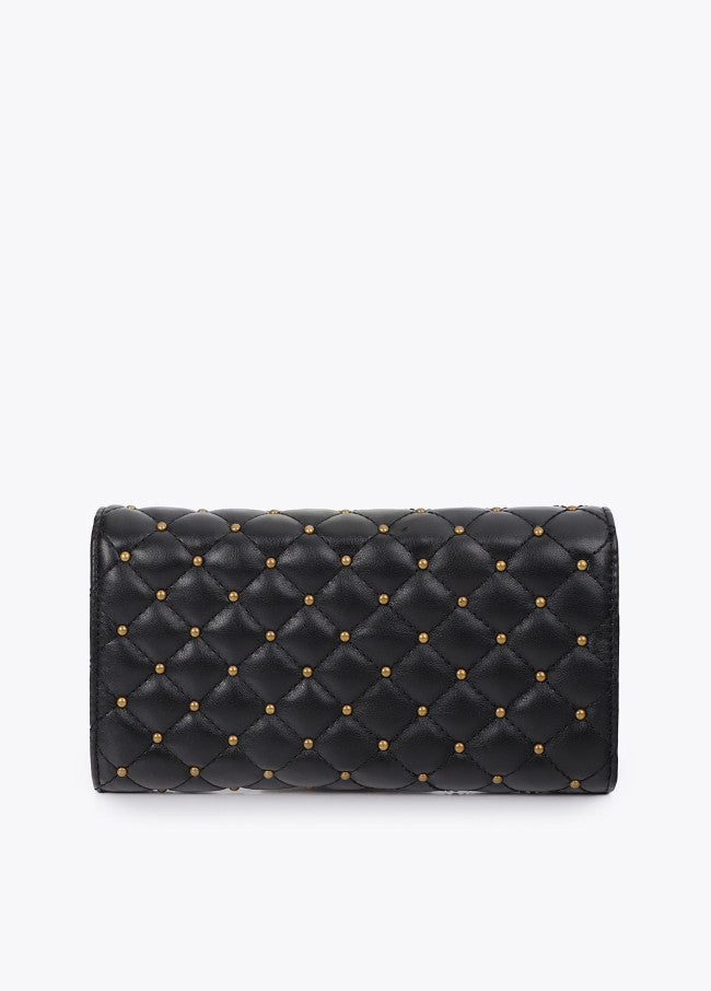 Padded leather-effect wallet with mini studs