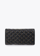 Padded leather-effect wallet with mini studs