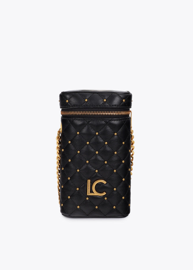 Padded leather-effect mobile phone case with mini studs