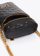 Padded leather-effect mobile phone case with mini studs
