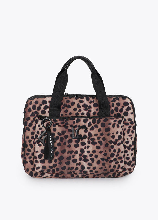 Nylon computer case with animal print