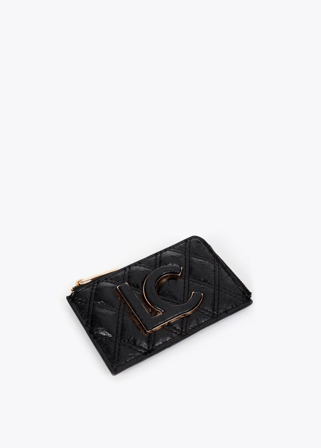 Padded card holder with double stitching and tubular handle