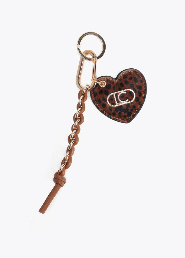 Heart keychain animal print and chain