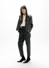Leather-effect jogger with studded side cargo pockets