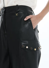 Leather-effect jogger with studded side cargo pockets