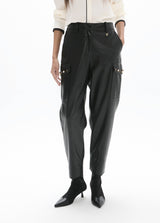 Leather-effect jogger with studded side cargo pockets