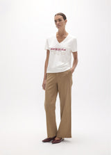 Long straight twill trousers
