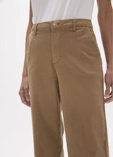 Long straight twill trousers