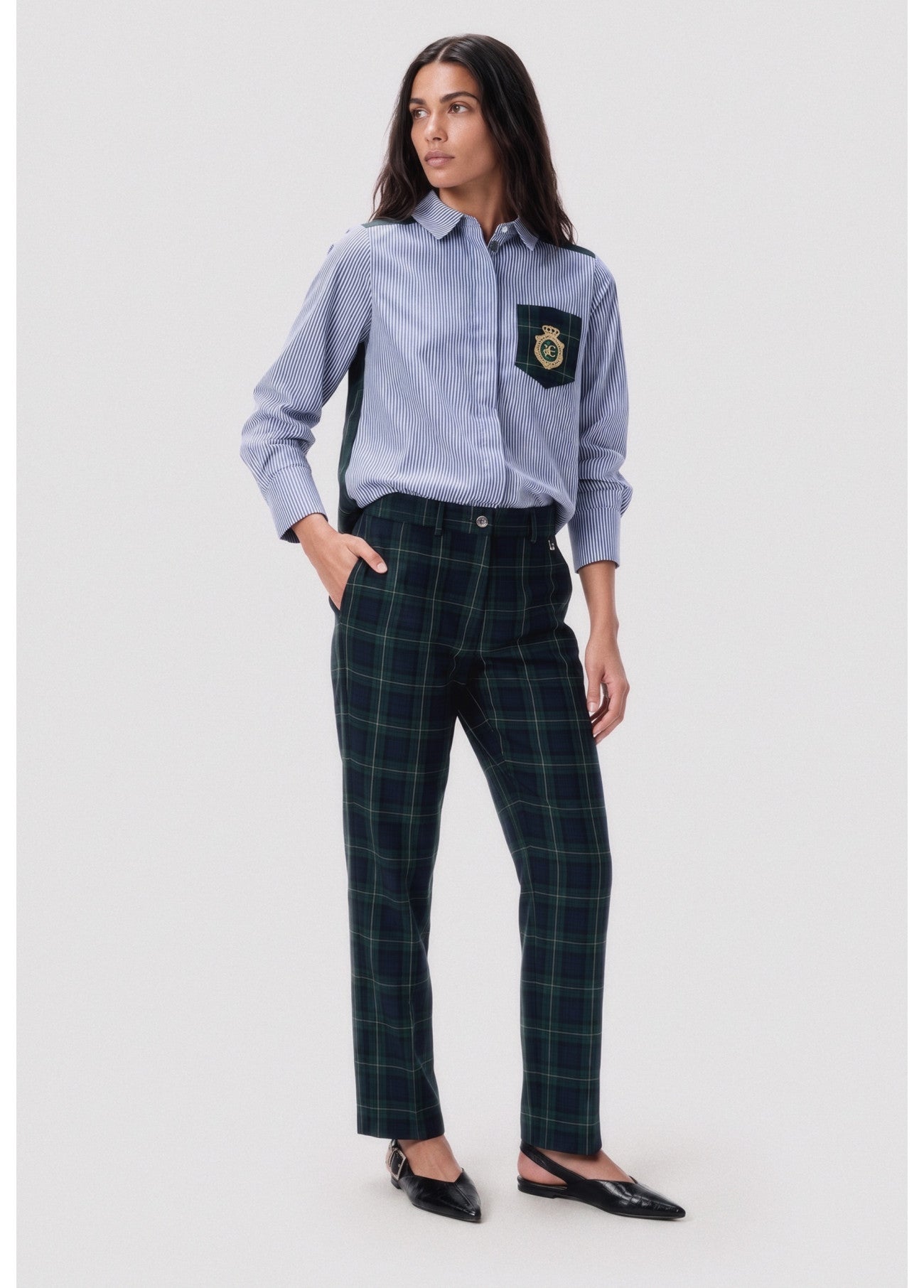 Barcelona plaid silhouette trousers