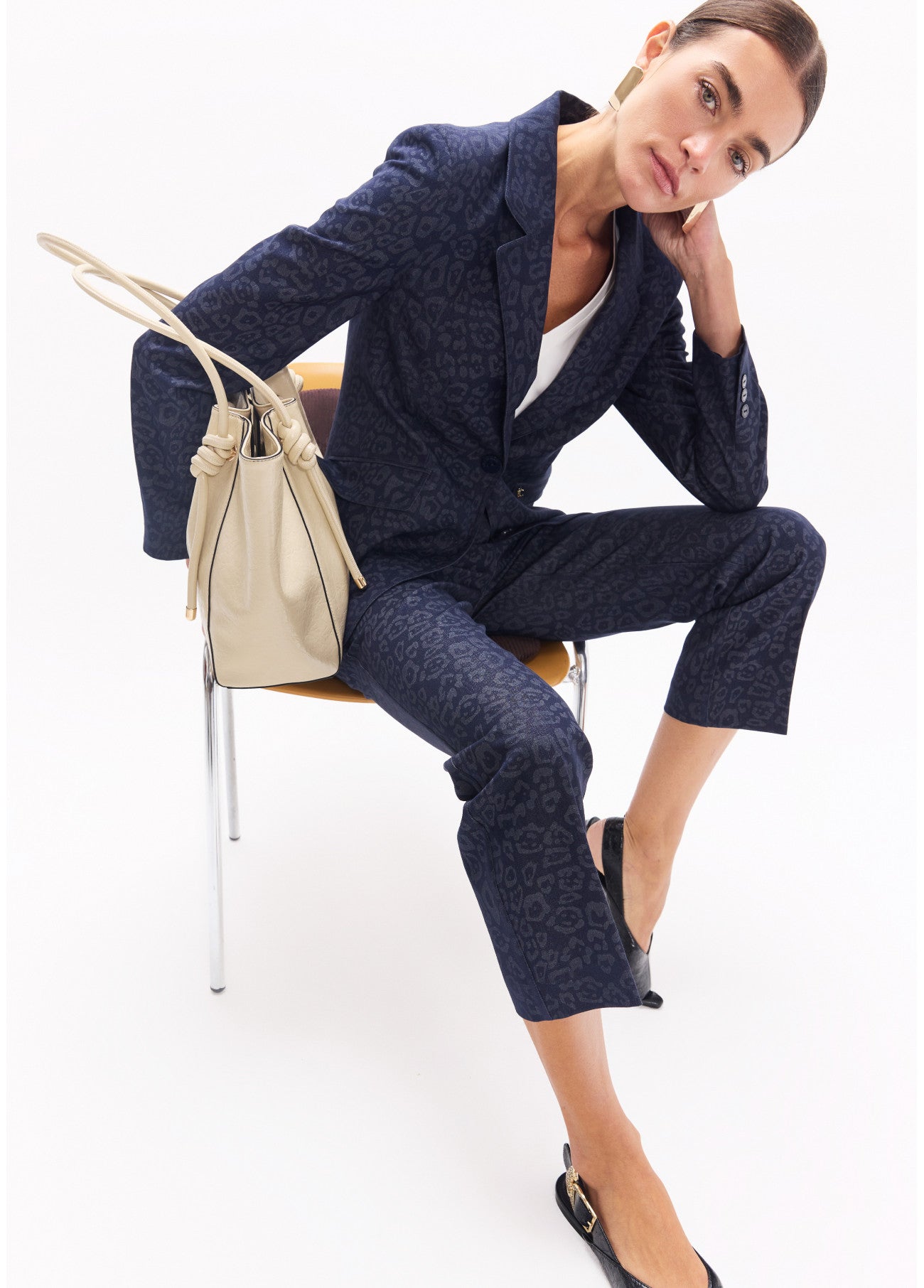 Blue leopard bell pants