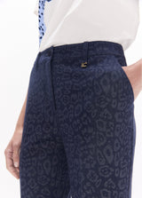 Blue leopard bell pants