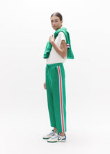 Jogger pants with three-color side band, drawstring adjustment and metallic details