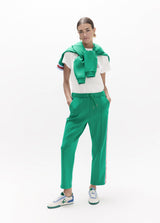 Jogger pants with three-color side band, drawstring adjustment and metallic details