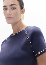 Round and square studded t-shirt